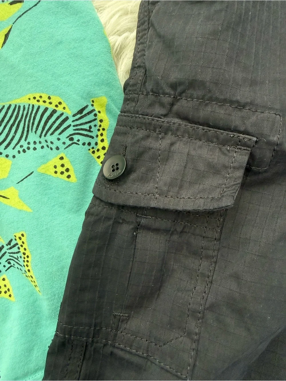 Kids Tony Hawk Black Shorts and Tea Teal Fish Pocket Tee